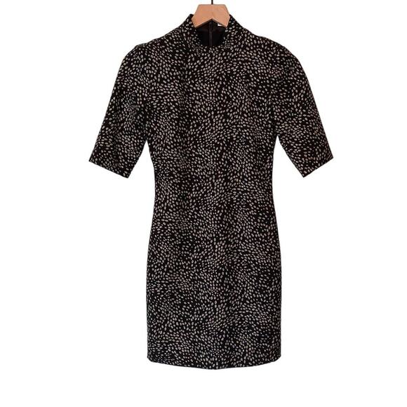 Alice + Olivia Inka Strong Shoulder Mock Neck Dress Black Silver 2 - Picture 4 of 10